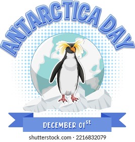 Happy Antarctica day poster design illustration