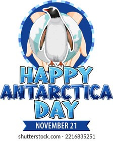 Happy Antarctica day poster design illustration