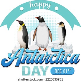 Happy Antarctica day poster design illustration svg