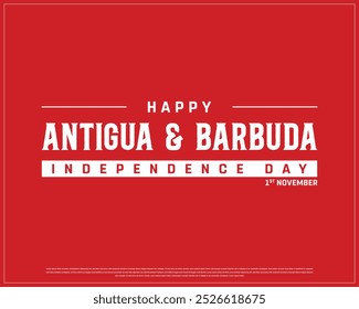 Feliz Antígua e Barbuda Projeto do Dia da Independência em um fundo vermelho, Dia da Independência de Antígua e Barbuda com bandeira, Ilustração vetorial de Antígua e Barbuda Dia da Independência