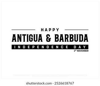 Feliz Antígua e Barbuda Projeto do Dia da Independência em um fundo branco, Dia da Independência de Antígua e Barbuda com bandeira, Ilustração vetorial de Antígua e Barbuda Dia da Independência