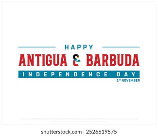 Feliz Antígua e Barbuda Projeto do Dia da Independência em um fundo branco, Dia da Independência de Antígua e Barbuda com bandeira, Ilustração vetorial de Antígua e Barbuda Dia da Independência