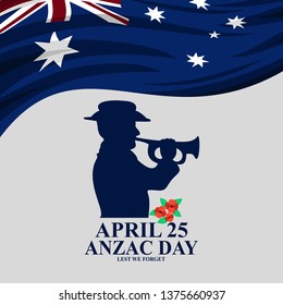 Happy Anzac Day Vector Illustration. Suitable for greeting card, poster and banner