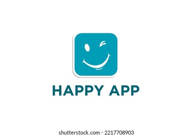 Happy app software logo icon symbol smile wink character