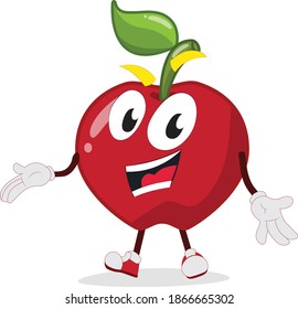 
a happy apple character standing
