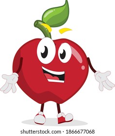 
a happy apple character standing with smile 