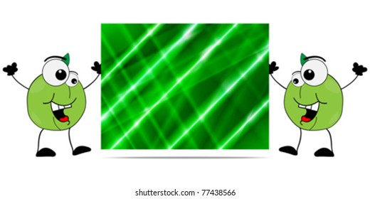 happy apple with colorful banner
