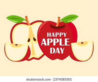 Happy Apple Day vector. Vector apple icon with the inscription Happy Apple Day. Celebrating Apple Day October 21.