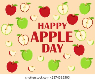 Happy Apple Day vector. Vector apple icon with the inscription Happy Apple Day. Celebrating Apple Day October 21. - Powered by Shutterstock - Get 15% off with code: PIKWIZARD15