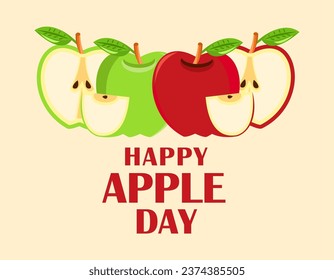 Happy Apple Day vector. Vector apple icon with the inscription Happy Apple Day. Celebrating Apple Day October 21. - Powered by Shutterstock - Get 15% off with code: PIKWIZARD15