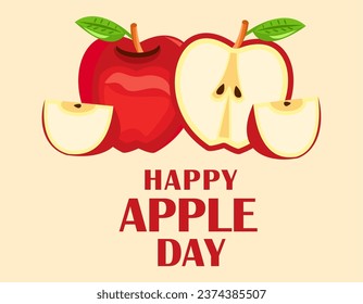 Happy Apple Day vector. Vector apple icon with the inscription Happy Apple Day. Celebrating Apple Day October 21.