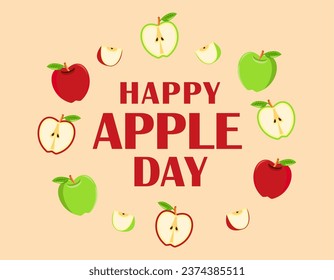 Happy Apple Day vector. Vector apple icon with the inscription Happy Apple Day. Celebrating Apple Day October 21. - Powered by Shutterstock - Get 15% off with code: PIKWIZARD15