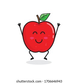 Happy apple fruit cute character mascot vector design