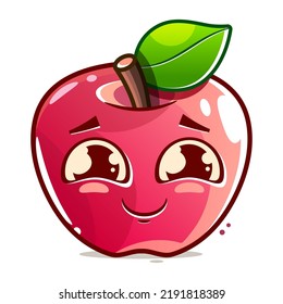 Happy apple fruit cute character mascot vector design