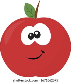 Happy apple, illustration, vector on white background.
