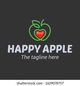 Happy Apple Logo. A logo perfect to use for the health & wellness industry or business.