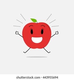 happy apple simple clean cartoon illustration