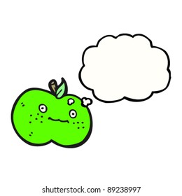 manzana feliz con burbuja de pensamiento