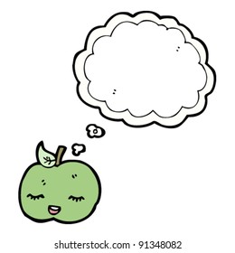 happy apple with thought bubble cartoon