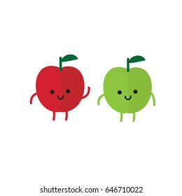 Happy apples. Flat design. Isolated vector. White Background.