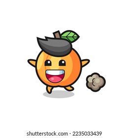 the happy apricot cartoon with running pose , cute style design for t shirt, sticker, logo element