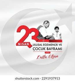 Happy April 23, National Sovereignty and Children's Day. The Turkish Grand National Assembly is 103 years old. vector illustration of cocuk baryrami 23 nisan , translation: Turkish April 23 National