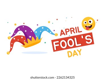 Happy April Fools' Day Celebration Illustration wearing a Jester Hat and Surprise for Web Banner or Landing Page in Flat Cartoon Hand Drawn Templates