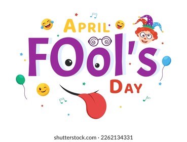 Happy April Fools' Day Celebration Illustration wearing a Jester Hat and Surprise for Web Banner or Landing Page in Flat Cartoon Hand Drawn Templates