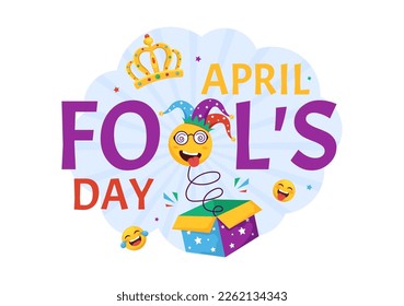 Happy April Fools' Day Celebration Illustration wearing a Jester Hat and Surprise for Web Banner or Landing Page in Flat Cartoon Hand Drawn Templates