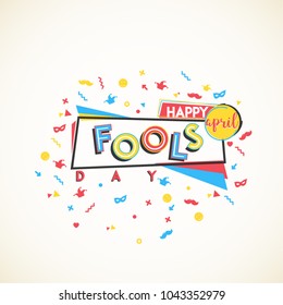 Happy April Fools Day. Greeting card design. Flat geometric frame.Typography design. Vector Eps10