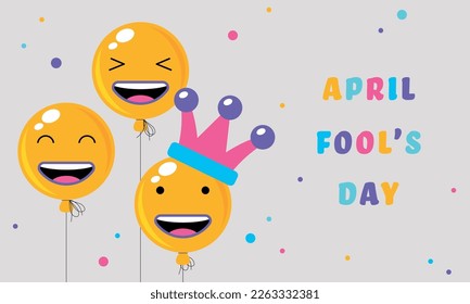 Happy April Fool's day. Holiday background with smiling balloon. Positive emotions