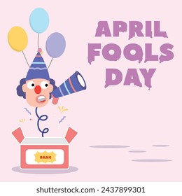 happy april fools day illustration clown concept surprise and comedy fun vector template poster background