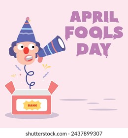 happy april fools day illustration clown concept surprise and comedy fun vector template poster background
