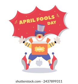happy april fools day illustration clown concept surprise and comedy fun vector template poster background