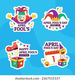 Happy April Fools Day Label Flat Cartoon Hand Drawn Templates Background Illustration