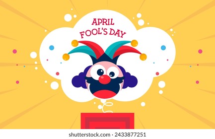 Happy April Fools Day Vector Concept with Clown, Funny Hat, and Surprise Icons