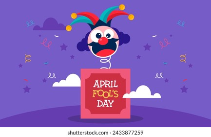 Happy April Fools Day Vector Concept with Clown, Funny Hat, and Surprise Icons