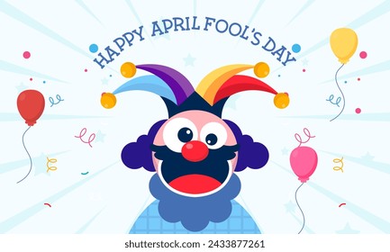 Happy April Fools Day Vector Concept with Clown, Funny Hat, and Surprise Icons