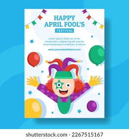 Happy April Fools Day Vertical Poster Cartoon Hand Drawn Templates Background Illustration