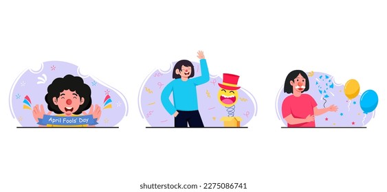 Happy April Fools Flat Bundle Design