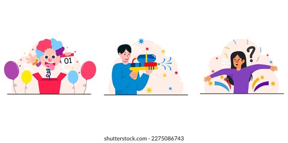Happy April Fools Flat Bundle Design