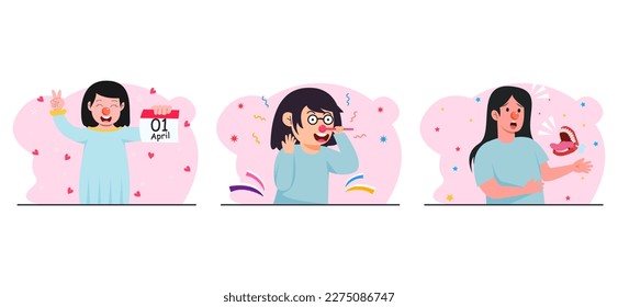 Happy April Fools Flat Bundle Design