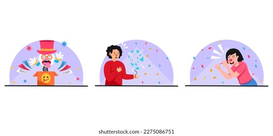 Happy April Fools Flat Bundle Design
