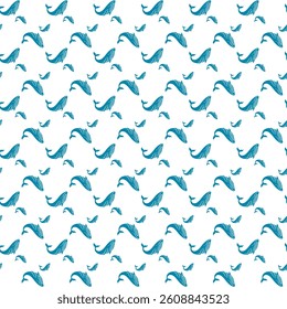 Happy Aquarium Fish Seamless Vector Pattern Design 
