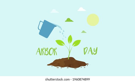 Happy Arbor Day, 29th April, planting tree and growth plant campaign for the environment, vector illustration