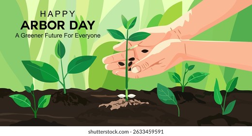 Happy Arbor Day background vector, Arbor Day Natural Environmental Protection Illustration, best for banners, posters, cards and social media posts.