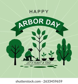 Happy Arbor Day background vector, Arbor Day Natural Environmental Protection Illustration, best for banners, posters, cards and social media posts.