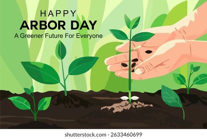 Happy Arbor Day background vector, Arbor Day Natural Environmental Protection Illustration, best for banners, posters, cards and social media posts.