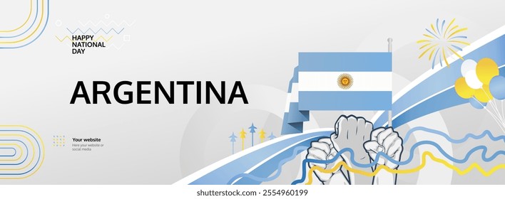 Happy Argentina Independence Day concept vector background illustration. Modern banner concept of National Independence Day in Argentina flag colors.