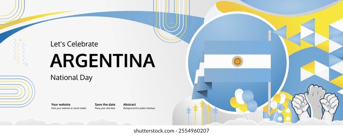 Happy Argentina Independence Day concept vector background illustration. Modern banner concept of National Independence Day in Argentina flag colors.